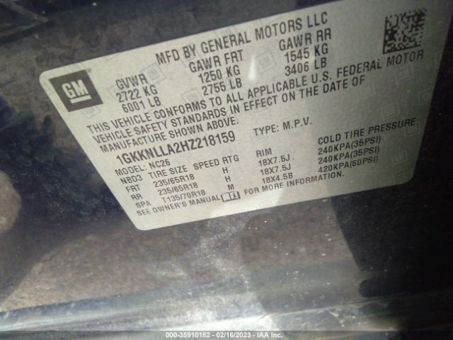 1GKKNLLA2HZ218159 GMC ACADIA SLE