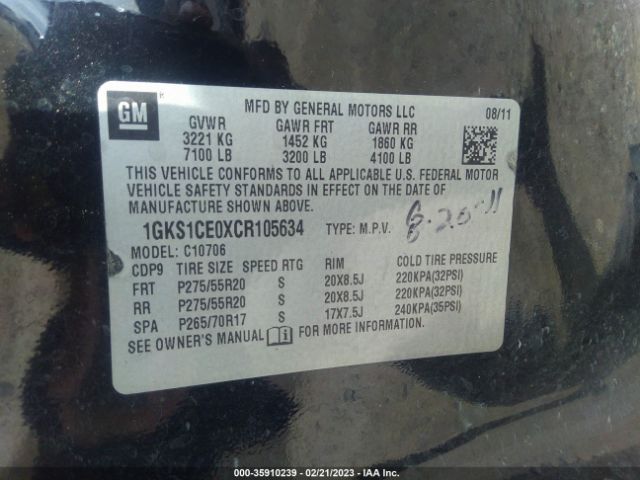1GKS1CE0XCR105634 GMC YUKON SLT