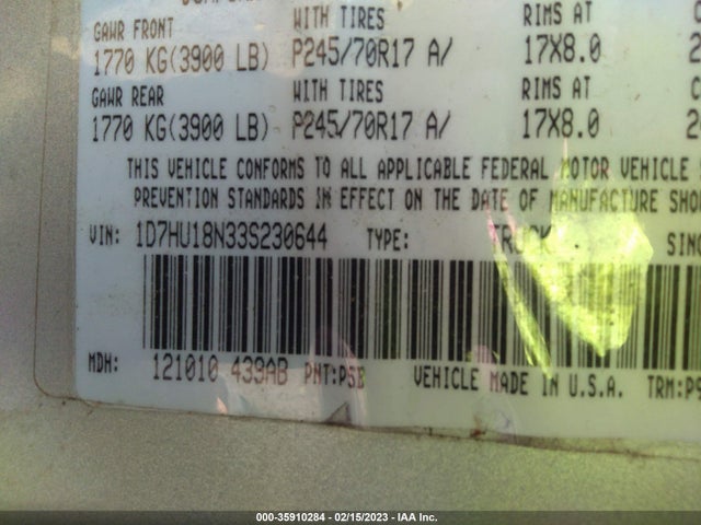 Dodge RAM 3500 2003 3D7LU38623G710986 Image 10