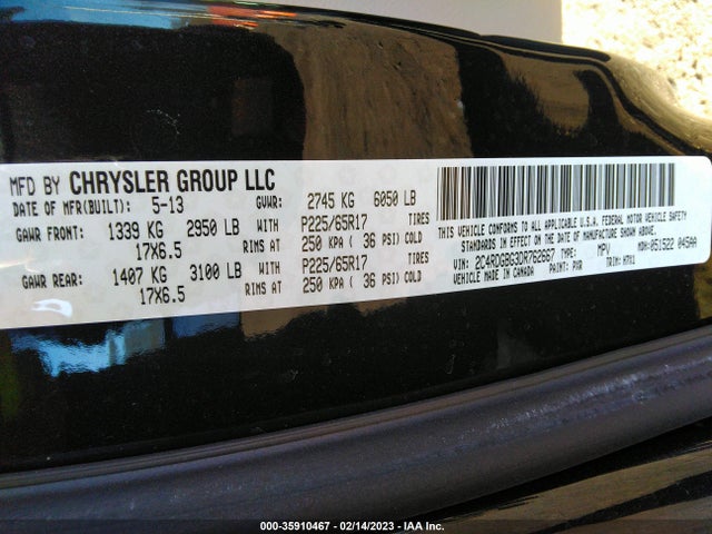 Dodge Grand Caravan Se 2013 2C4RDGBG3DR762667 Image 9