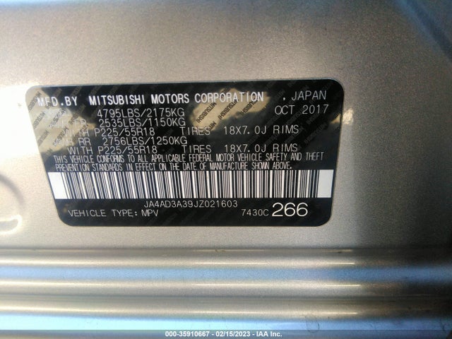JA4AD3A39JZ021603 Mitsubishi Outlander Se/sel/le