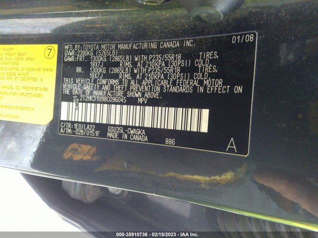 2T2HK31U98C096045 Lexus RX 350