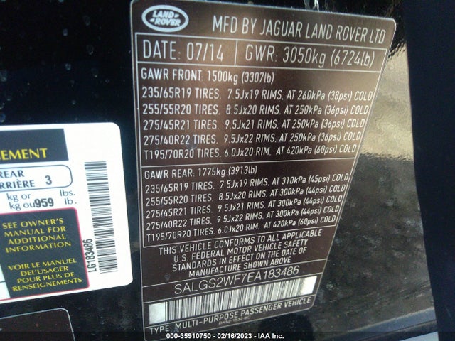 Land Rover Range Rover 2014 SALGS2WF7EA183486 Image 9