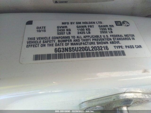 35910890 :رقم المزاد ، 6G3NS5U20GL203216 vin ، 2016 Chevrolet Caprice Police مزاد بيع