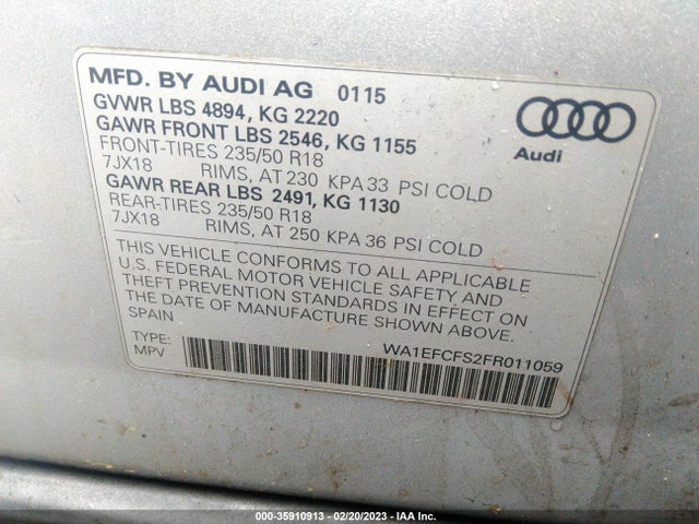 WA1EFCFS2FR011059 Audi Q3 2.0t Premium Plus