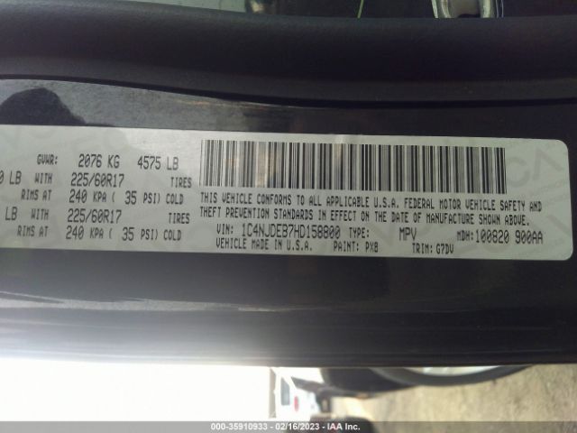 1C4NJDEB7HD158800 Jeep Compass Latitude