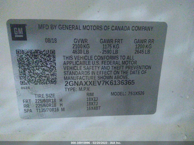 Chevrolet Equinox Premier 2019 2GNAXXEV7K6136365 Image 11