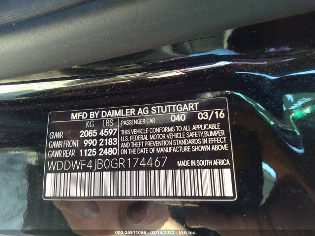 2016 Mercedes-Benz C-Class, VIN: WDDWF4JB0GR174467