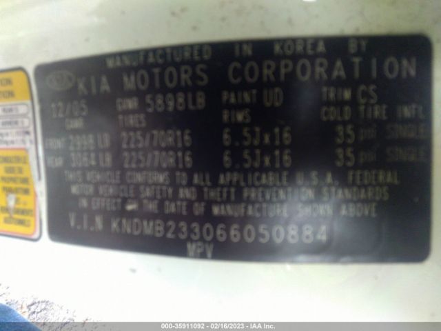 KNDMB233066050884 KIA Sedona Lx/ex