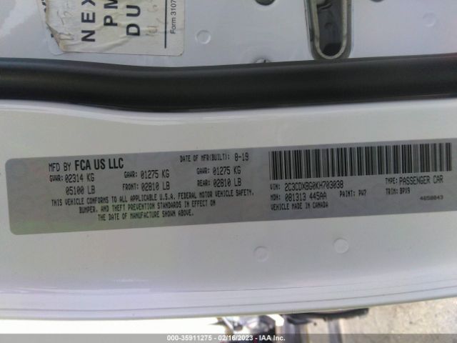 2C3CDXBG0KH703038 Dodge Charger Sxt