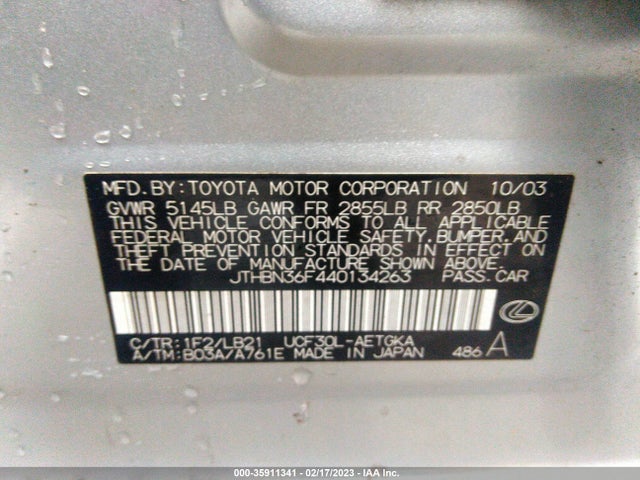 Lexus LS 430 2004 JTHBN36F440134263 Image 10