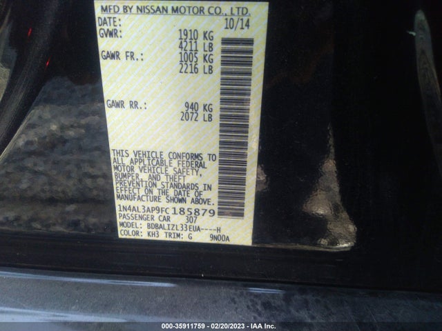 2015 Nissan Altima, VIN: 1N4AL3AP9FC185879