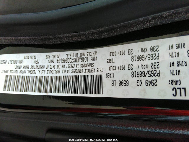 2013 JEEP GRAND CHEROKEE LIMITED VIN: 1C4RJEBG7DC546164