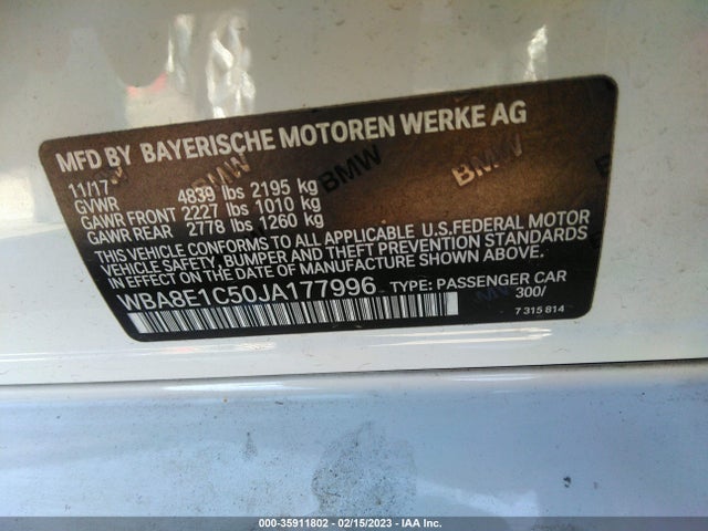 BMW 3 Series 330e Iperformance 2018 WBA8E1C50JA177996 Image 9