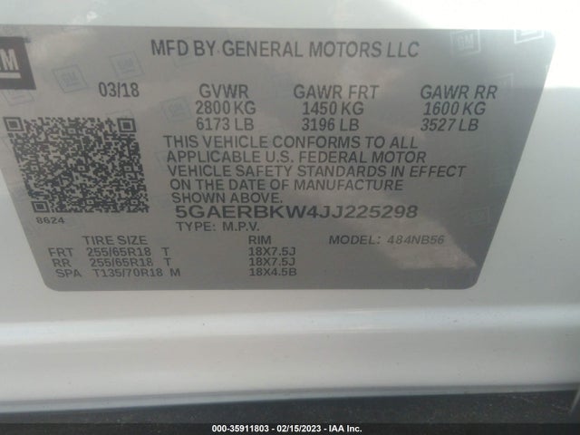 2018 Buick Enclave, VIN: 5GAERBKW4JJ225298