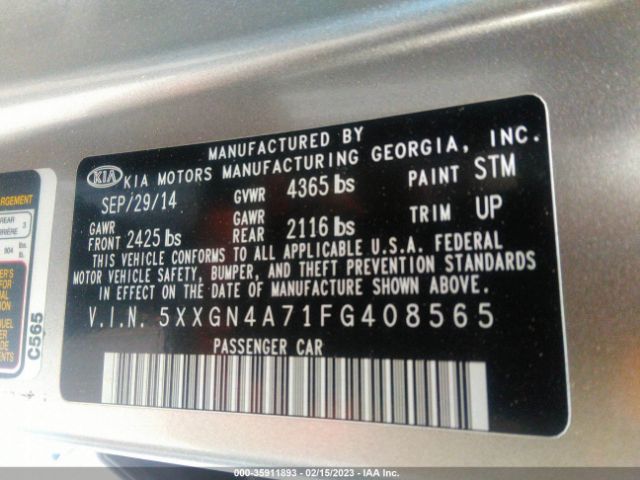 5XXGN4A71FG408565 KIA OPTIMA EX