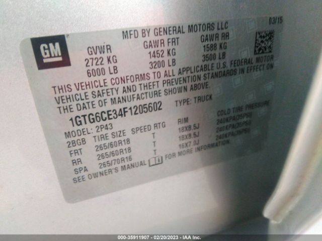 1GTG6CE34F1205602 GMC Canyon 4wd Slt