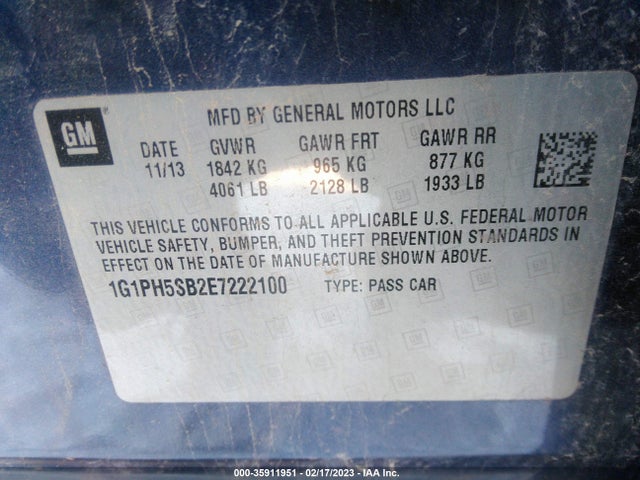 Chevrolet CRUZE ECO 2014 1G1PH5SB2E7222100 Image 9