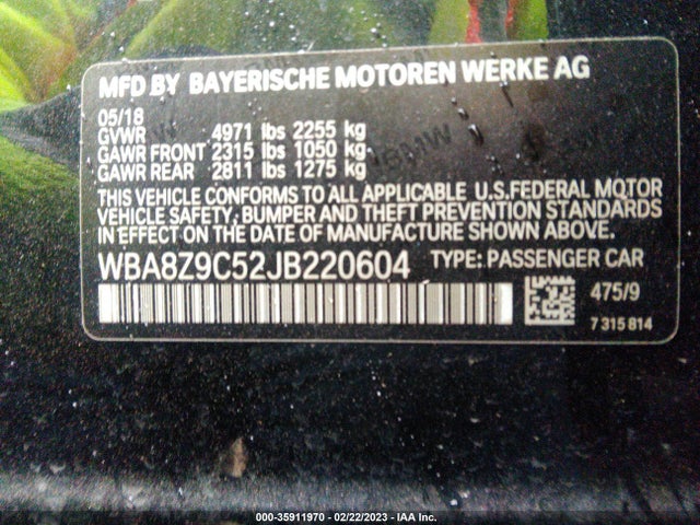 2018 BMW 3 Series, VIN: WBA8Z9C52JB220604