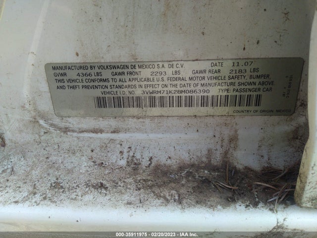 3VWRM71K28M086390 Volkswagen Jetta Sedan Se/sel