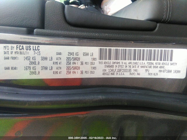 2015 Jeep Grand Cherokee, VIN: 1C4RJFJG8FC933185