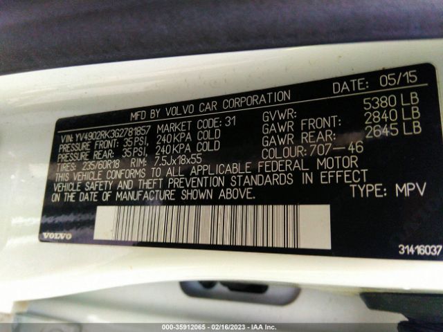 YV4902RK3G2781857 Volvo Xc60 T6