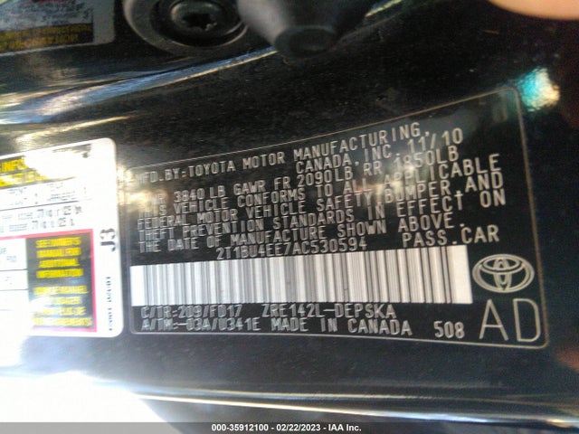 Toyota Corolla 2010 2T1BU4EE7AC530594 Image 9