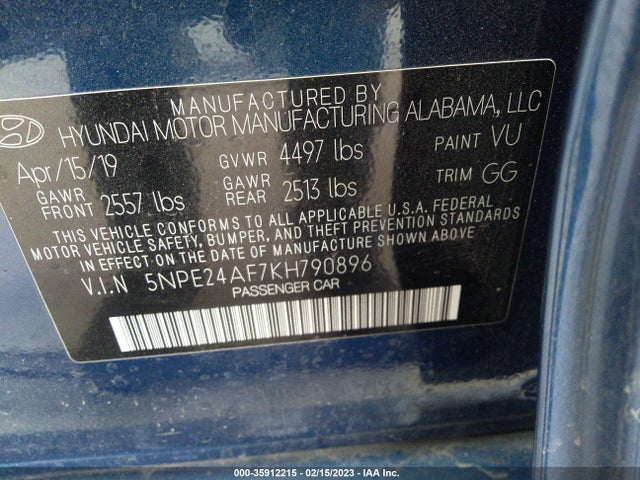 Hyundai SONATA SE 2019 5NPE24AF7KH790896 Image 11
