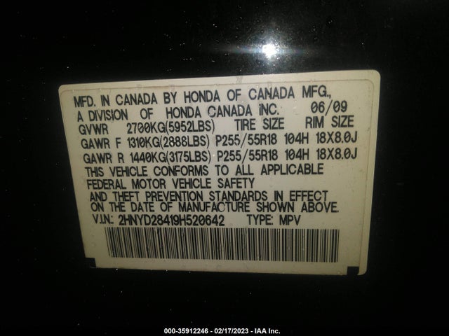 2HNYD28419H520642 Acura Mdx Tech/entertainment Pkg