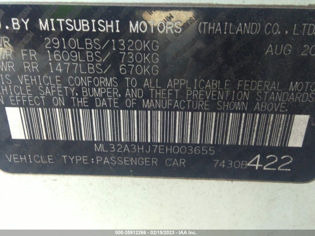 ML32A3HJ7EH003655 Mitsubishi MIRAGE DE