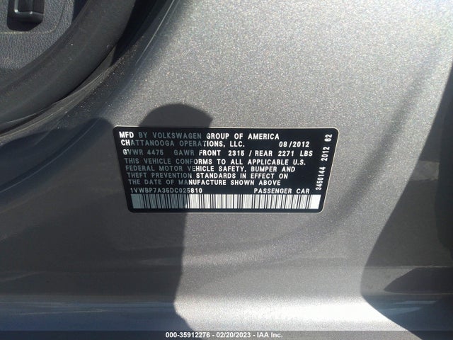 1VWBP7A35DC025810 Volkswagen Passat Se W/sunroof