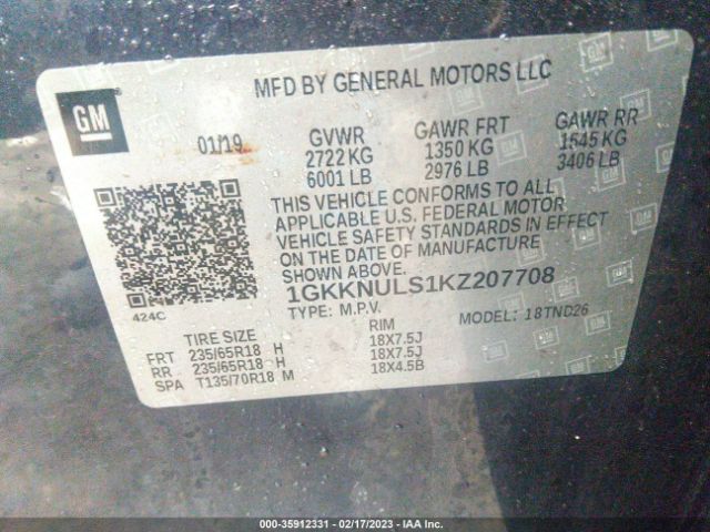 1GKKNULS1KZ207708 GMC ACADIA SLT