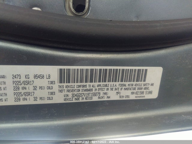2009 DODGE JOURNEY SXT VIN: 3D4GG57V19T159279