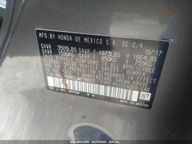 Honda FIT EX 2018 3HGGK5H82JM718827 Image 9