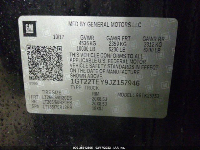 1GT22TEY9JZ157946 GMC Sierra 2500hd Slt