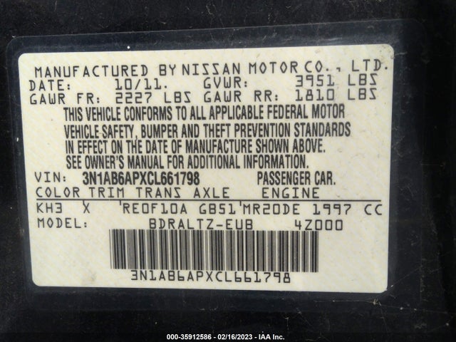 Nissan Sentra 2.0 S 2012 3N1AB6APXCL661798 Image 9