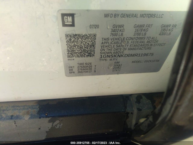 Chevrolet Tahoe Lt 2021 1GNSKNKD0MR119675 Image 9