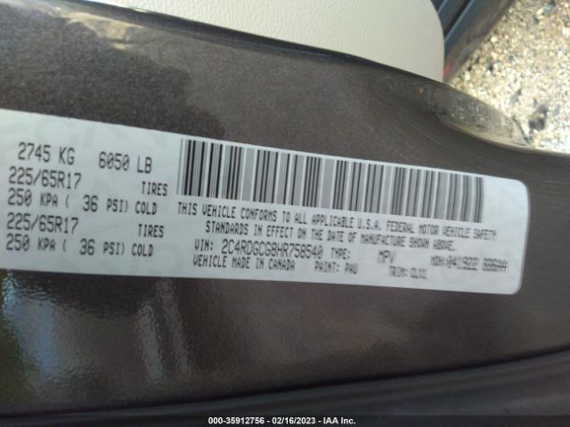 2C4RDGCG8HR758540 Dodge Grand Caravan Sxt