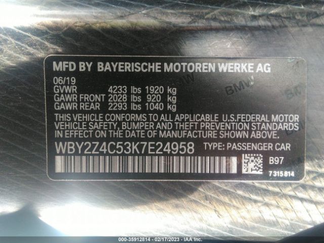 WBY2Z4C53K7E24958 BMW I8