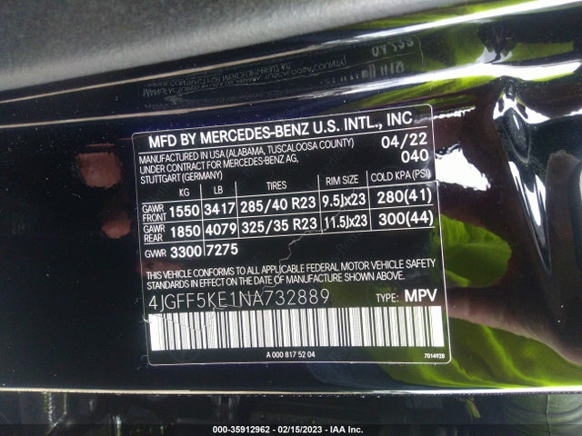 2022 Mercedes-Benz GLS-Class, VIN: 4JGFF5KE1NA732889
