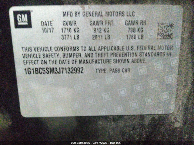 Chevrolet CRUZE LS 2018 1G1BC5SM3J7132992 Image 10