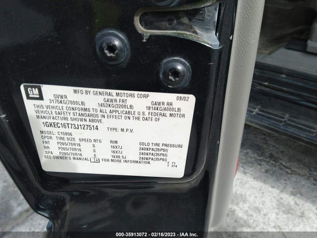 GMC Yukon Xl Slt 2003 1GKEC16T73J127514 Image 10