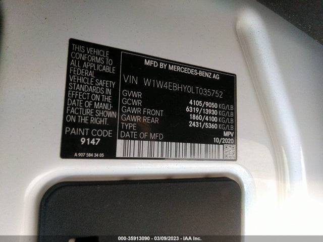 2020 Mercedes-Benz Sprinter, VIN: W1W4EBHY0LT035752