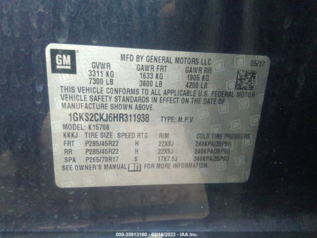 1GKS2CKJ6HR311938 GMC YUKON DENALI