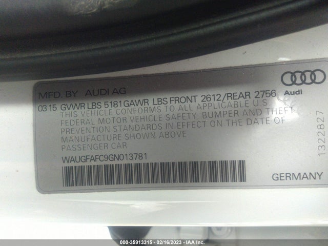 WAUGFAFC9GN013781 Audi A6 2.0t Premium Plus
