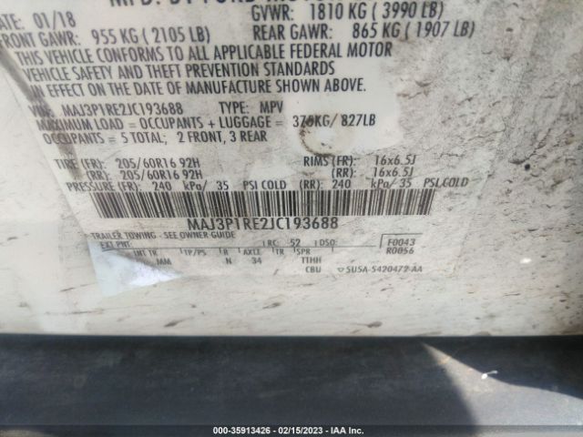 MAJ3P1RE2JC193688 Ford ECOSPORT S
