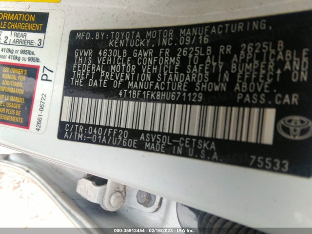 Toyota CAMRY SE 2017 4T1BF1FK8HU671129 Image 9