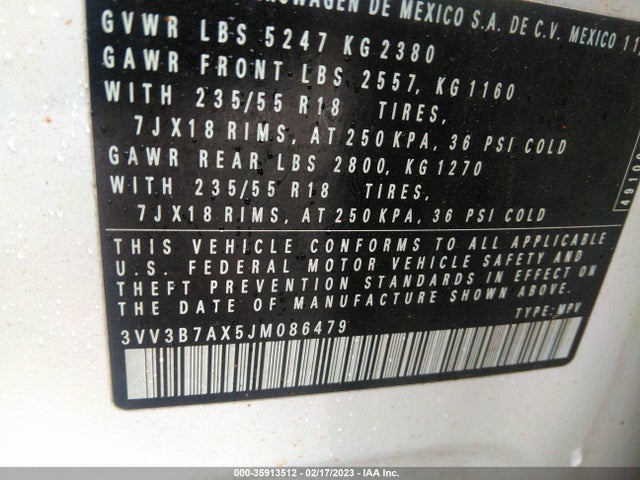 3VV3B7AX5JM086479 Volkswagen Tiguan Sel/se