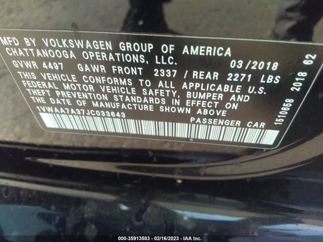 1VWAA7A37JC033643 Volkswagen Passat 2.0t S/r-line
