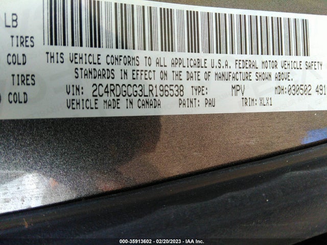 2020 Dodge Grand Caravan, VIN: 2C4RDGCG3LR196538